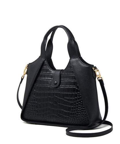 Women Calf Grey Tote Patchwork Leather Durable Bag FashionChic