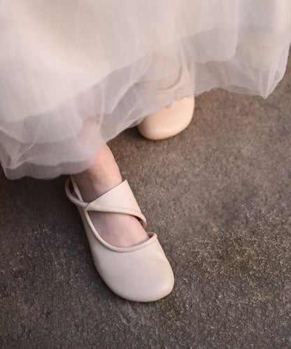 Leather Water Out Beige Cowhide Sandals Hollow Women FashionChic