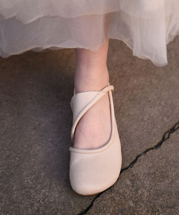 Leather Water Out Beige Cowhide Sandals Hollow Women FashionChic