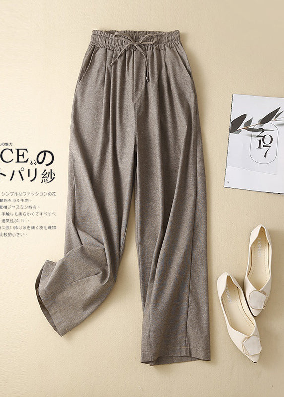 Spring Women Linen Khaki Waist Pants Elastic FashionChic