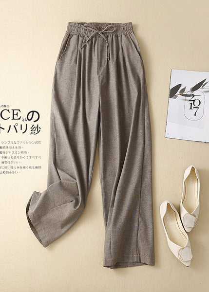 Spring Women Linen Khaki Waist Pants Elastic FashionChic