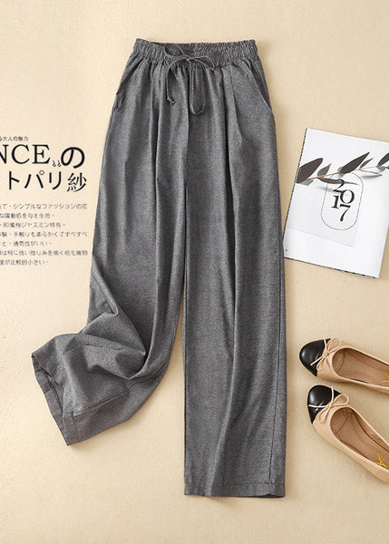 Spring Women Linen Khaki Waist Pants Elastic FashionChic