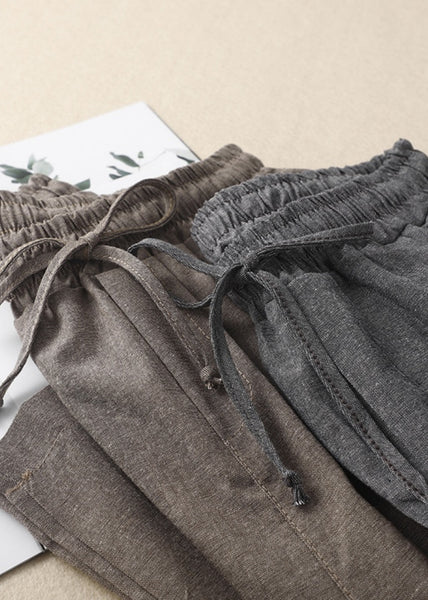 Spring Women Linen Khaki Waist Pants Elastic FashionChic