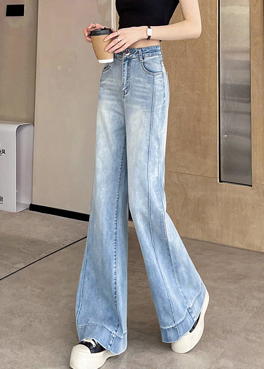 Pockets Patchwork Pants Blue Women Light Denim Fall FashionChic