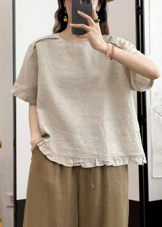 Summer On Linen Both Wear Ruffled Sides Women Shirt FashionChic