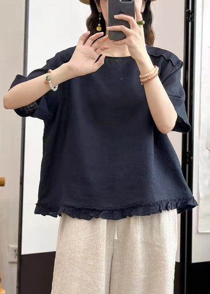 Summer On Linen Both Wear Ruffled Sides Women Shirt FashionChic