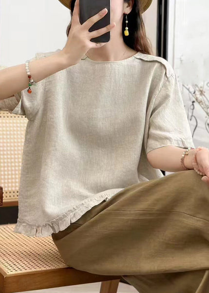 Summer On Linen Both Wear Ruffled Sides Women Shirt FashionChic