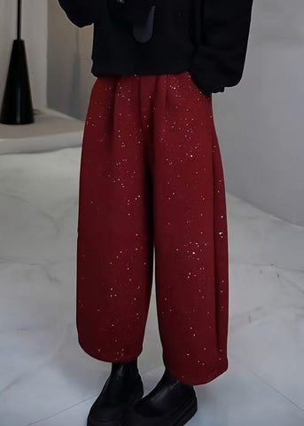 Women Mulberry Sequins Woolen Pants Spring YO009 MZF-CPTS250302