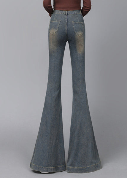 Women Navy High Waist With Pockets Denim Flare Bottoms Spring YP044 ABC