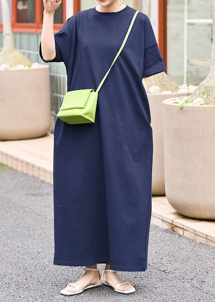 Long Cotton Summer Dresses Women Navy Oversized FashionChic