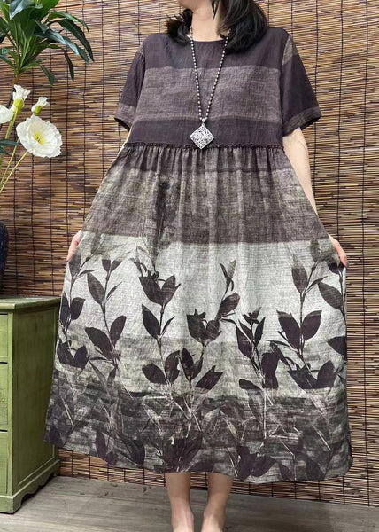 Women O Neck Print Patchwork Cotton Dress Summer FF036 MZF-SDL240607