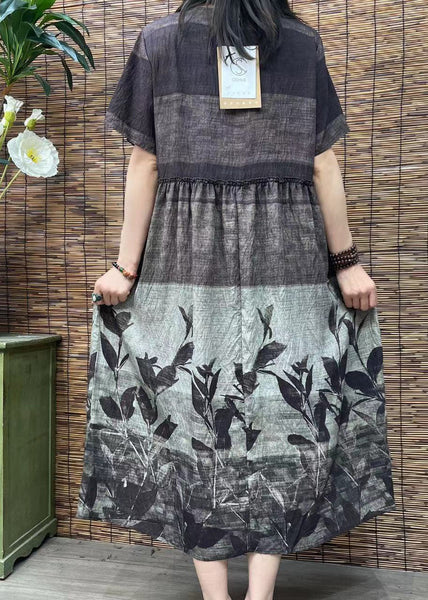 Women O Neck Print Patchwork Cotton Dress Summer FF036 MZF-SDL240607