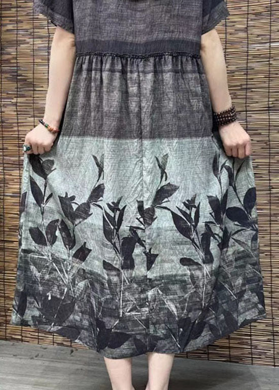 Women O Neck Print Patchwork Cotton Dress Summer FF036 MZF-SDL240607
