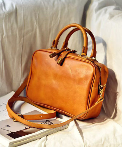 Bag Leather Orange Doctor Capacity Large Women FashionChic