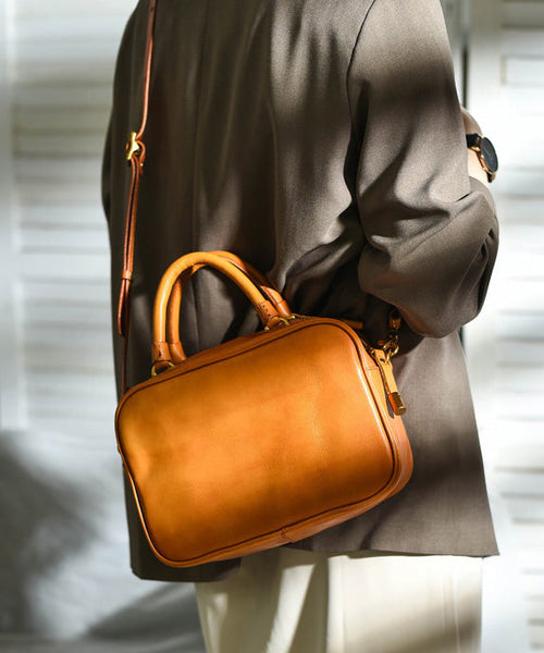 Bag Leather Orange Doctor Capacity Large Women FashionChic