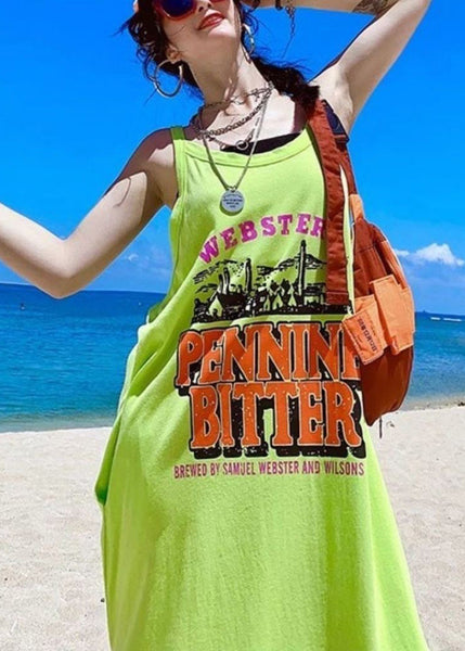 Orange Cotton Oversized Summer Women Print Vacation Sundresses FashionChic