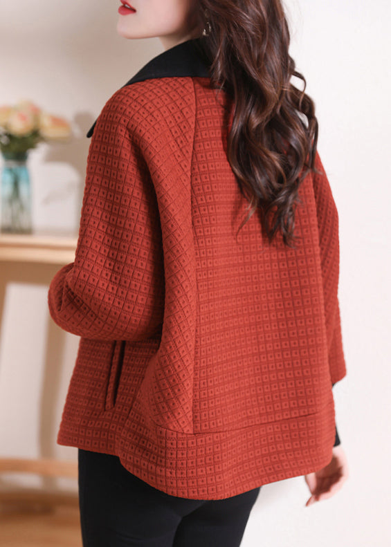 Women Orange Peter Pan Collar Pockets Cotton Coat Winter RS047 ABC