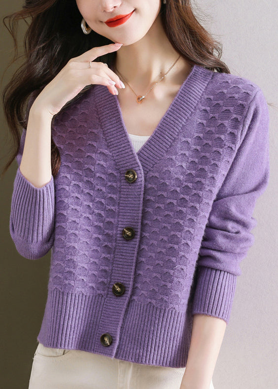 Women Orange V Neck Button Wool Knit Cardigan Winter ER021 ABC