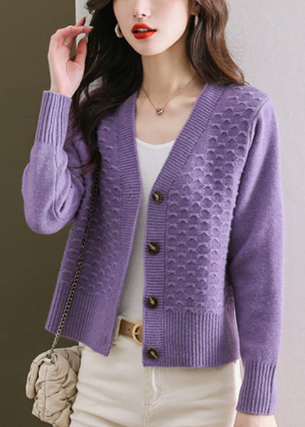 Women Orange V Neck Button Wool Knit Cardigan Winter ER021 ABC