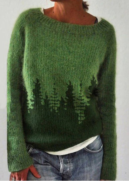 Women Peacock Blue O Neck Cozy Knit Sweaters Fall QA012 OM-BB241009