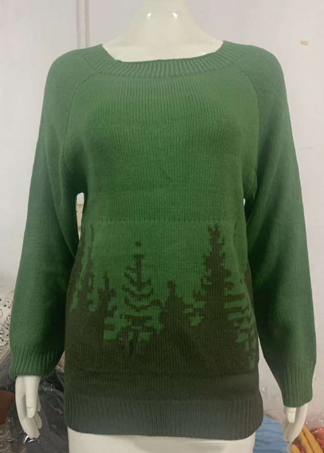 Women Peacock Blue O Neck Cozy Knit Sweaters Fall QA012 OM-BB241009