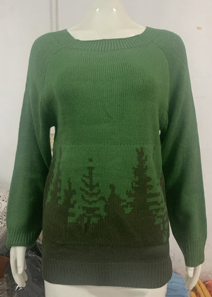 Women Peacock Blue O Neck Cozy Knit Sweaters Fall QA012 OM-BB241009