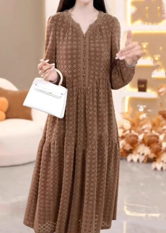 Women Photo Color V Neck Patchwork Button Silk Velvet Maxi Dresses Spring RF042 ABC