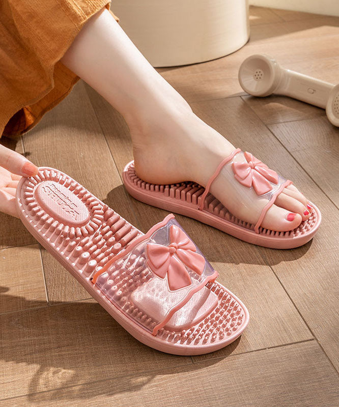 Women Pink Comfy Slippers Shoes Peep Toe AA022 shoe-CS240815