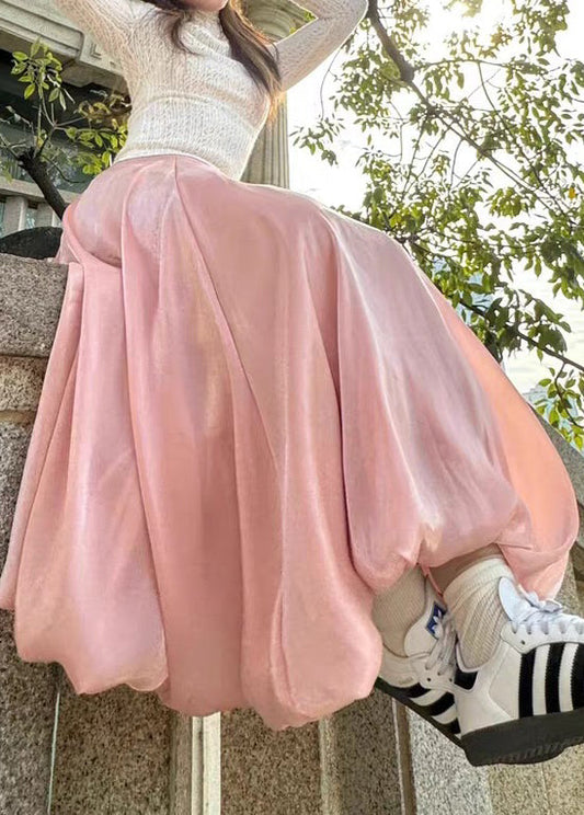 Skirts Pink High Summer Waist Solid Women FashionChic