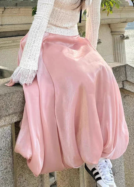 Skirts Pink High Summer Waist Solid Women FashionChic