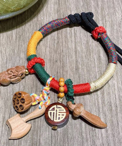 Women Rainbow Hand Woven Mahogany Tassel Charm Bracelet KX1053 Ada Fashion