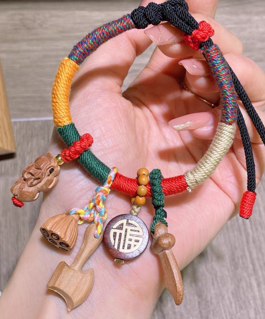 Women Rainbow Hand Woven Mahogany Tassel Charm Bracelet KX1053 Ada Fashion