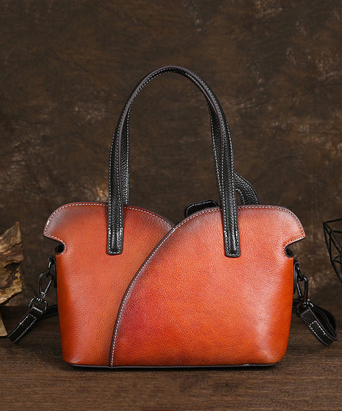 Leather Coffee Handbag Women Embossed Calf Tote Retro FashionChic