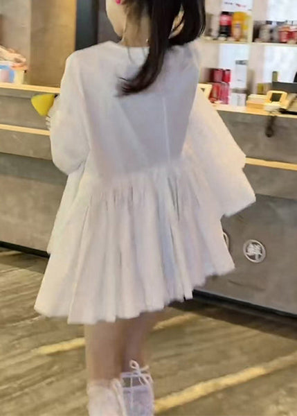 Women Rose O Neck Fall Solid Shirts Wrinkled Cotton FashionChic