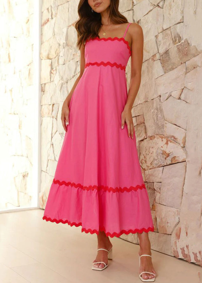Women Rose Solid Zippered Cotton Spaghetti Strap Dress Sleeveless FF101 SH-LF-SDL240603