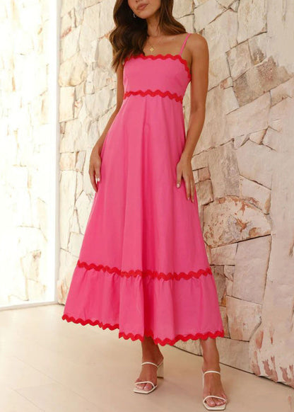 Women Rose Solid Zippered Cotton Spaghetti Strap Dress Sleeveless FF101 SH-LF-SDL240603