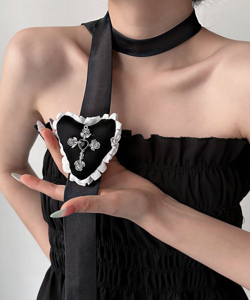 Women Silk Fabr Alloy Love Pendant Necklace YD009 ABC