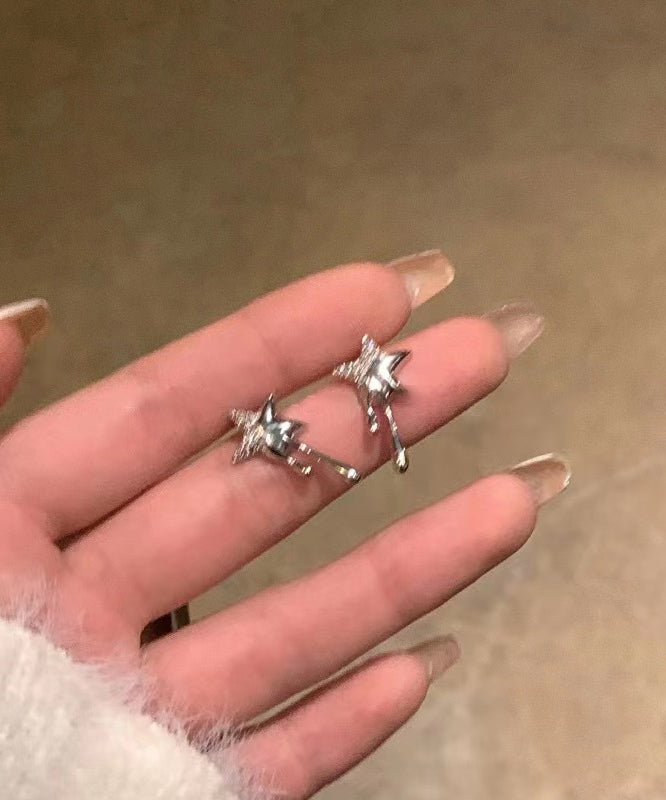 Metal Alloy Earrings Women Zircon Silk Stud Star FashionChic