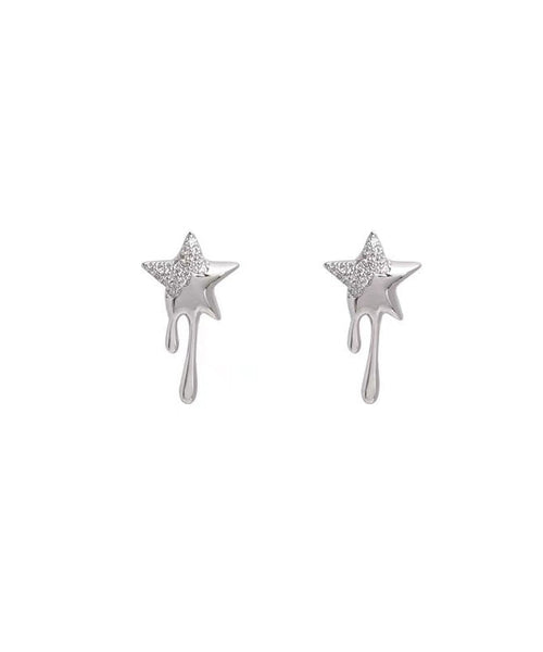 Metal Alloy Earrings Women Zircon Silk Stud Star FashionChic