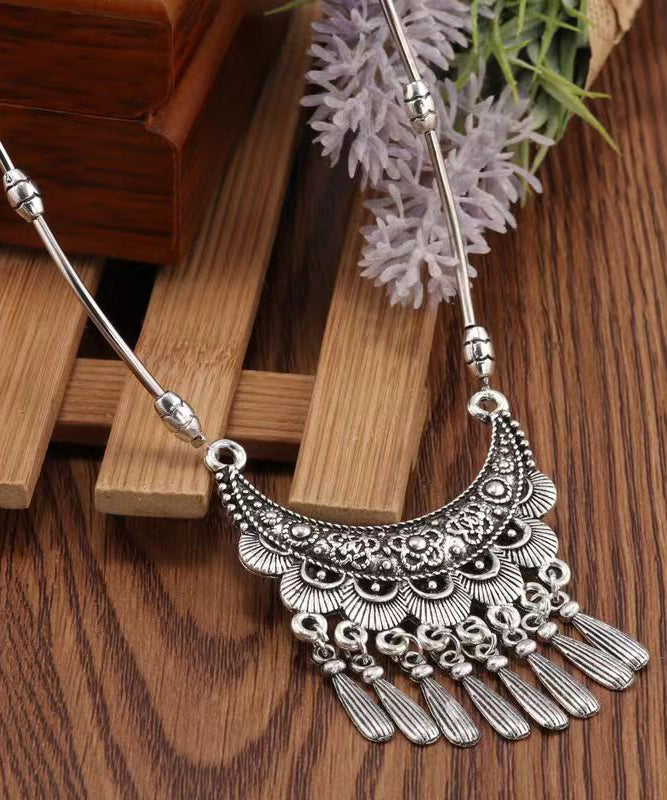 Women Silk Sterling Silver Tassel Pendant Necklace DF1030 Ada Fashion