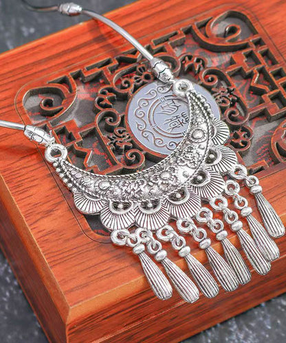 Women Silk Sterling Silver Tassel Pendant Necklace DF1030 Ada Fashion