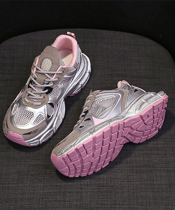 Women Splicing Platform Sport Shoes Pink Breathable Mesh KJ034 Shoe-PDX240714