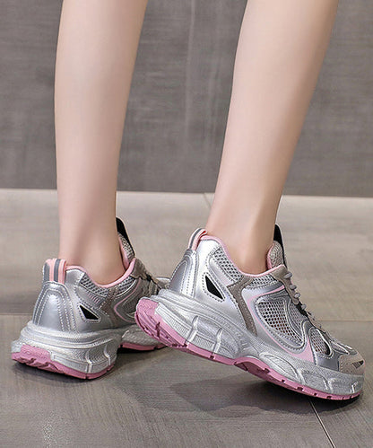 Women Splicing Platform Sport Shoes Pink Breathable Mesh KJ034 Shoe-PDX240714