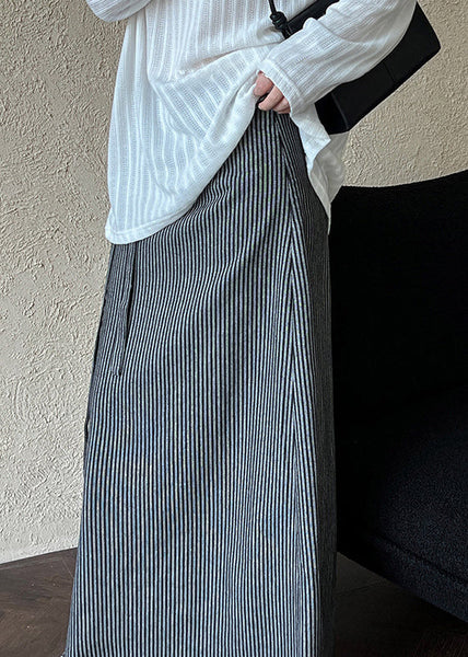Women Striped High Waist Tie Waist Maxi Skirts QE065 HS-SKTS240925
