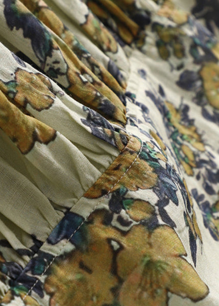 Women V Neck Print High Waist Linen Dresses Sleeveless GG006 MZF-SDL240610