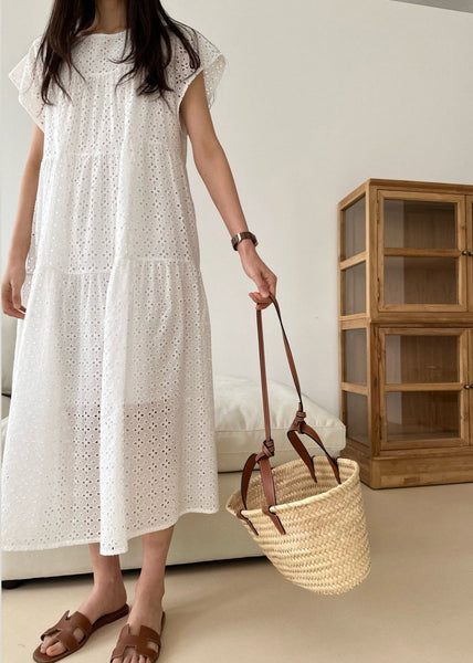 Cotton Embroidered Dress Women Party Summer White FashionChic