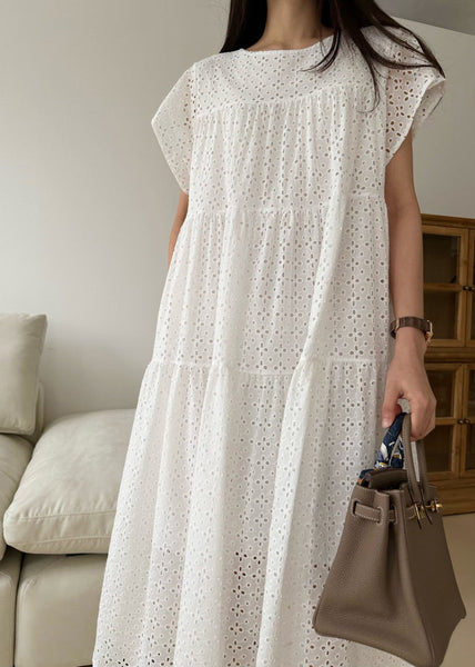 Cotton Embroidered Dress Women Party Summer White FashionChic