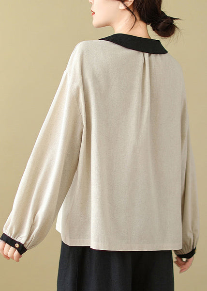 Women White Embroidered Patchwork Linen Shirts Spring TM029 ABC