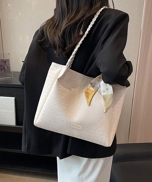 Leather Bags Large Capacity White Women Faux Shoulder FashionChic