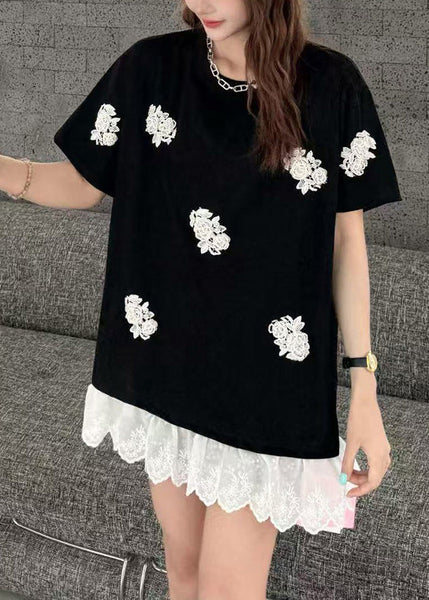 Oversized Tanks Women Decorated White Flower Lace Patchwork FashionChic